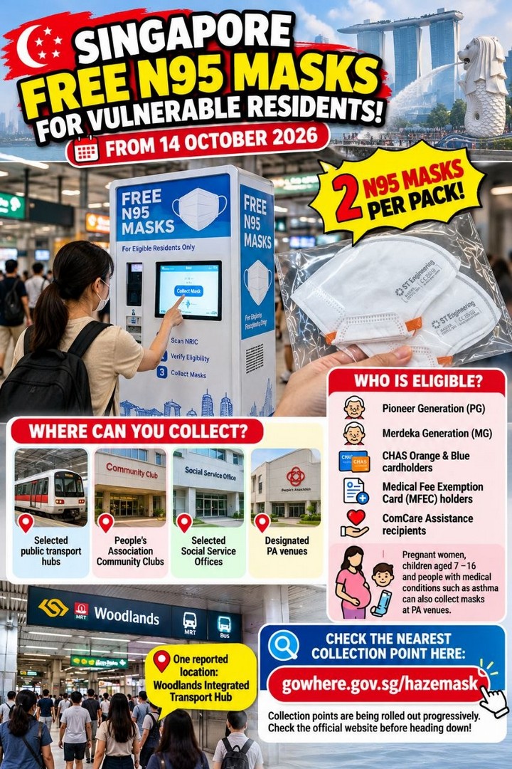 Singapore-Government-Free-N95-Mask-Distribution-1 14 October 2026 Onwards: Singapore Government: Free N95 Mask Distribution for Eligible Residents Amid Worsening Haze – Collection Locations, Eligibility, Time and Venue