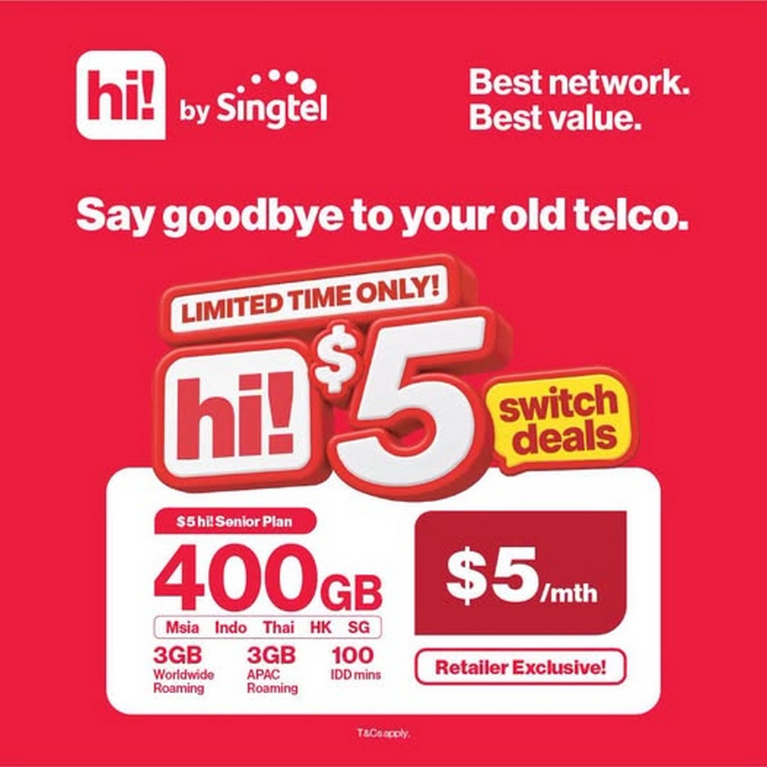 Singtel-hi-5-Senior-Plan-Promotion-–-400GB-Local-Data 31 October 2026 onwards: Singtel hi! $5 Senior Plan Promotion – 400GB Local Data, 6GB Roaming Data Across 60+ Destinations & Local Calls for Seniors Aged 60 and Above