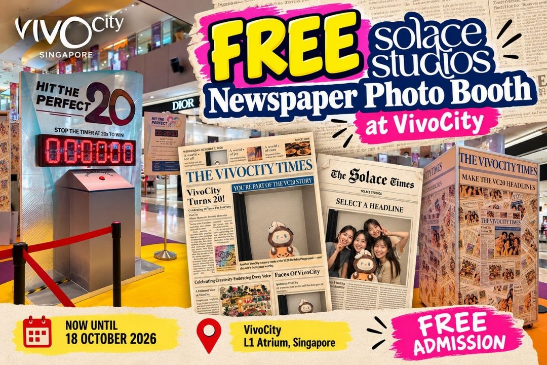 Solace-Studios-at-VivoCity-FREE-Newspaper-Photo-Booth-Promotion Now Until 18 October 2026: Solace Studios at VivoCity: FREE Newspaper Photo Booth Promotion for VivoCity’s 20th Anniversary at Level 1 Atrium, Singapore