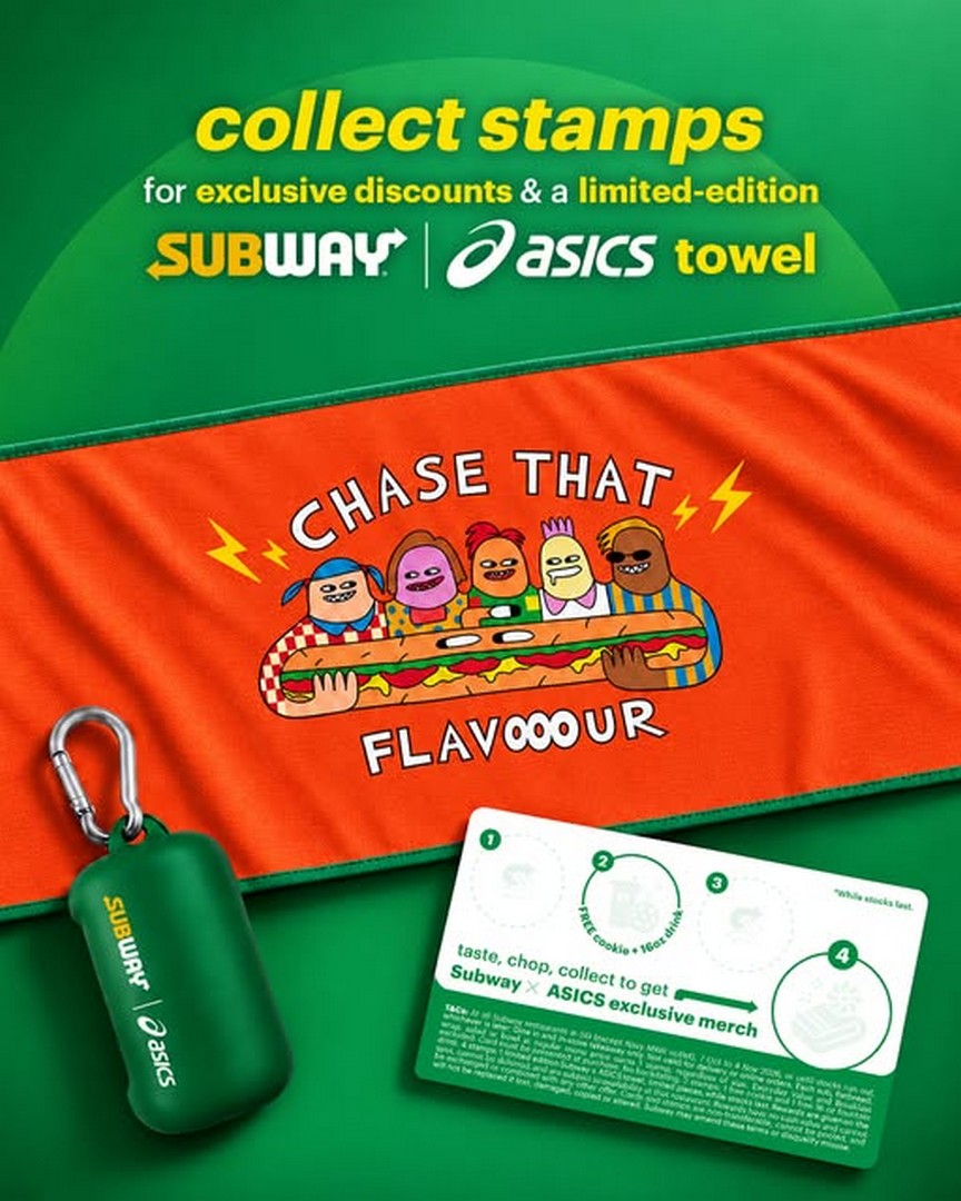 Subway-Singapore-Protein-Menu-Loyalty-Card-Promotion 7 October–4 November 2026: Subway Singapore: Protein Menu Loyalty Card Promotion – Collect Stamps for a Free Cookie, 16oz Drink and Limited-Edition Subway x ASICS Towel