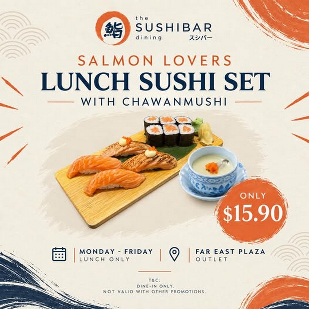 The-Sushi-Bar-Salmon-Lovers-Sushi-Set-Promotion-at-Far-East-Plaza 28 October 2026 Onwards: The Sushi Bar Salmon Lovers Sushi Set Promotion at Far East Plaza – Enjoy a Satisfying Lunch for $15.90