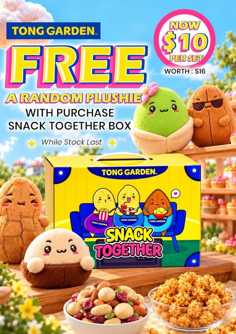 Tong-Garden-Singapore-Snack-Together-Box-Promotion-at-10 7 October 2026 onwards: Tong Garden Singapore: Snack Together Box Promotion at $10 with FREE Tong Garden Plushie at JEWEL Changi Airport