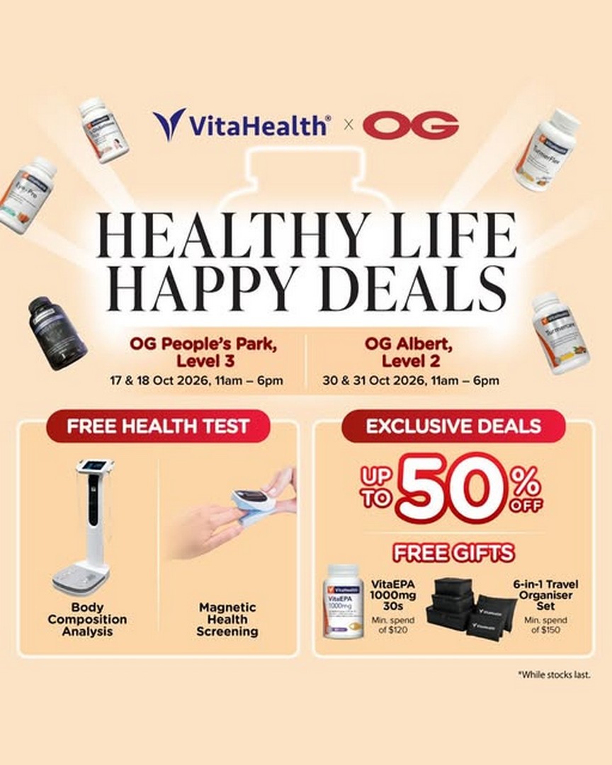 VitaHealth-x-OG-Singapore-Free-Health-Tests-Exclusive-Promotions 17–31 October 2026: VitaHealth x OG Singapore: Free Health Tests, Exclusive Promotions and Gifts with Purchase at Two Pop-Up Events