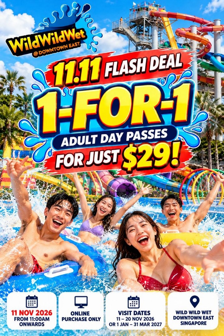 Wild-Wild-Wet-Singapore-11.11-Flash-Deal-–-Enjoy-1-for-1-Off-2 11 November 2026: Wild Wild Wet Singapore 11.11 Flash Deal – Enjoy 1-for-1 Off-Peak Adult Day Passes for Just $29 at Downtown East