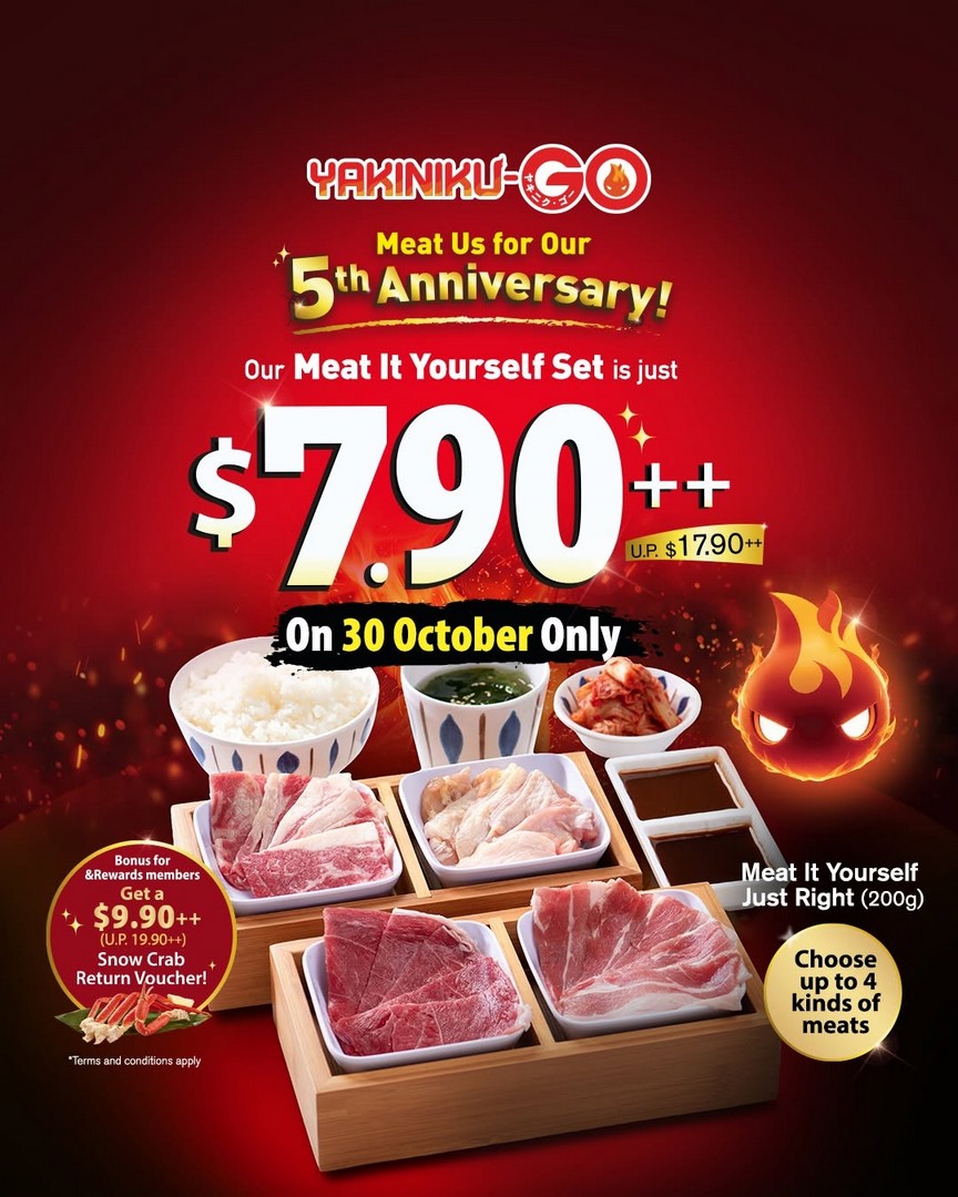 Yakiniku-GO-5th-Anniversary-Promotion 30 October 2026: Yakiniku-GO 5th Anniversary Promotion – Enjoy Meat It Yourself Sets at $7.90++ for One Day Only at 6 Singapore Outlets